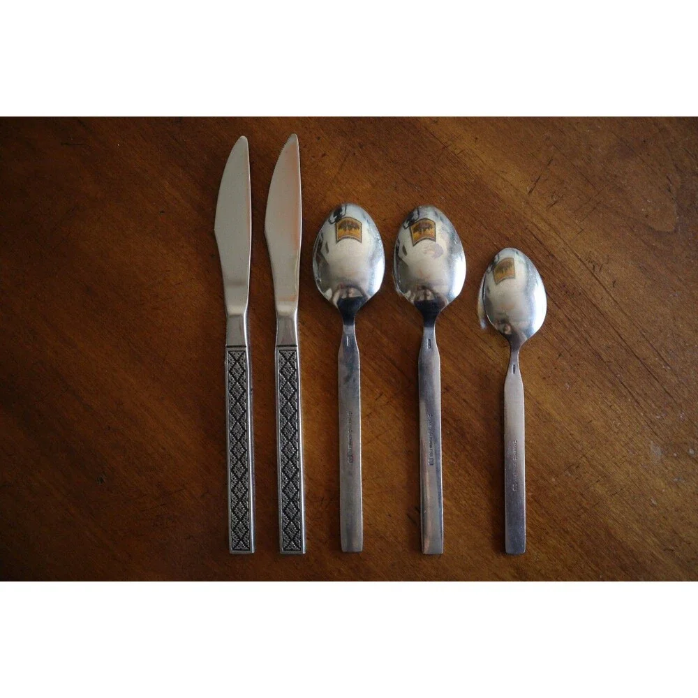 VOGUE Rogers International Silver Stainless Geometric Black Mixed Lot Knife Spoo